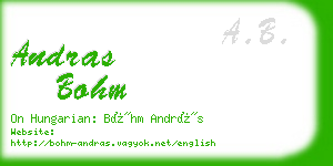 andras bohm business card